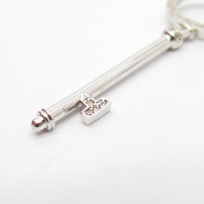 925 Sterling Silver Pave C Z Key Pendant