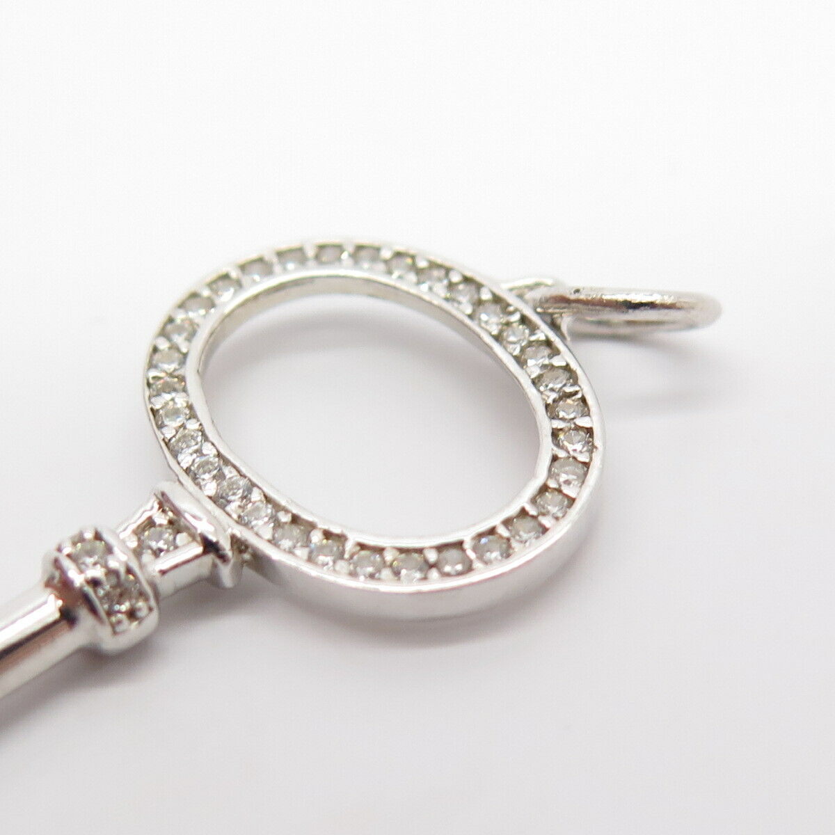 925 Sterling Silver Pave C Z Key Pendant