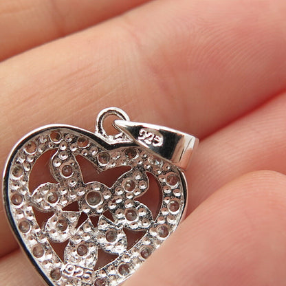 925 Sterling Silver 2-Tone C Z Heart Pendant