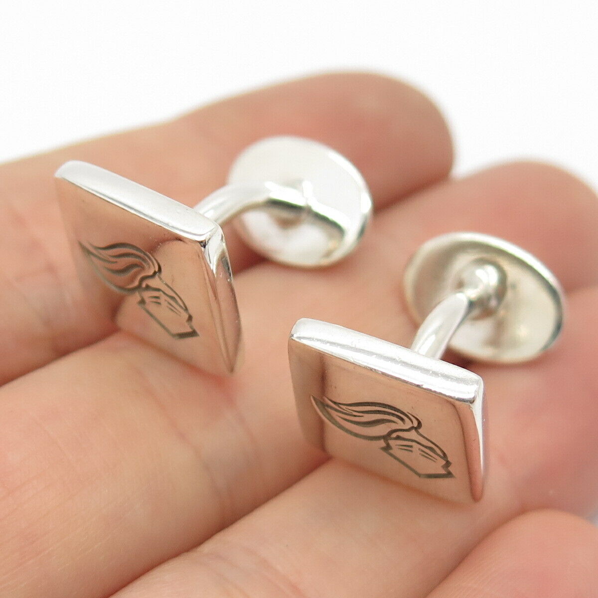 925 Sterling Silver Vintage Ringware Knight's Helmet Cufflinks