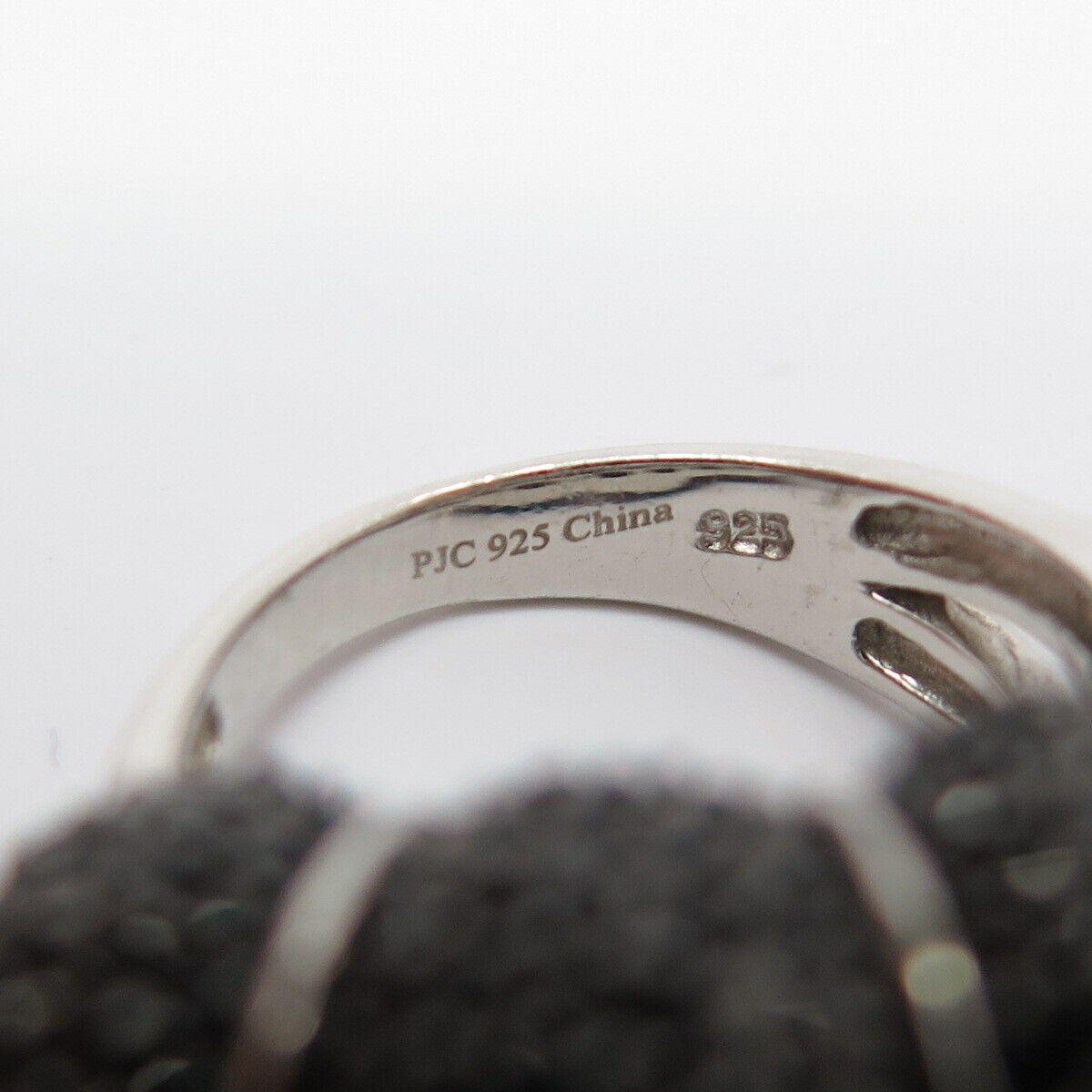 925 Sterling Silver Real Melanite & Moonstone Gem Domed Ring Size 6