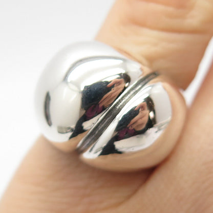 925 Sterling Silver Vintage Modernist Ring Size 5 3/4
