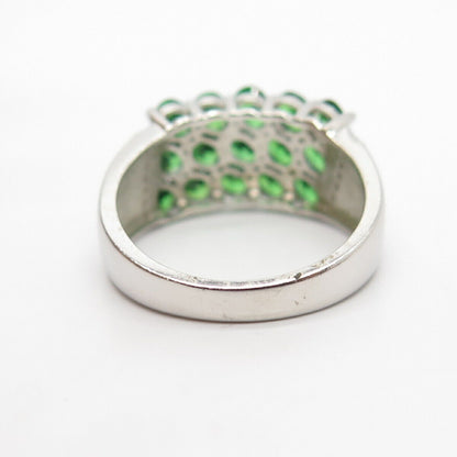 925 Sterling Silver White & Diopside-Tone C Z Ring Size 7 3/4