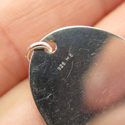 925 Sterling Silver Vintage M. S. Striped Oval Pendant