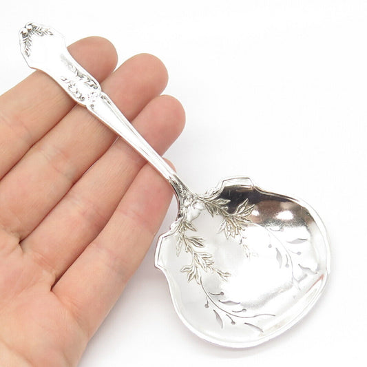 925 Sterling Silver Antique "Chicago" Floral Leaf Server Spoon