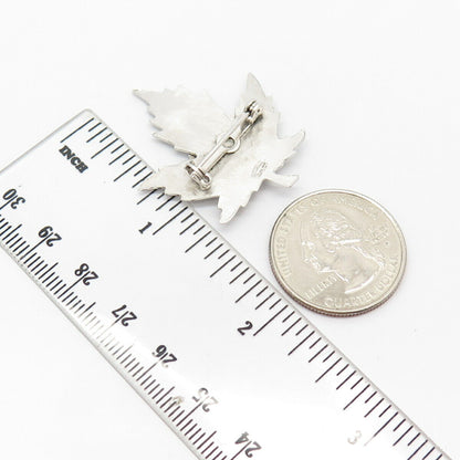 925 Sterling Silver Vintage Breadner & Co. "Quebec" Enamel Maple Leaf Pin Brooch