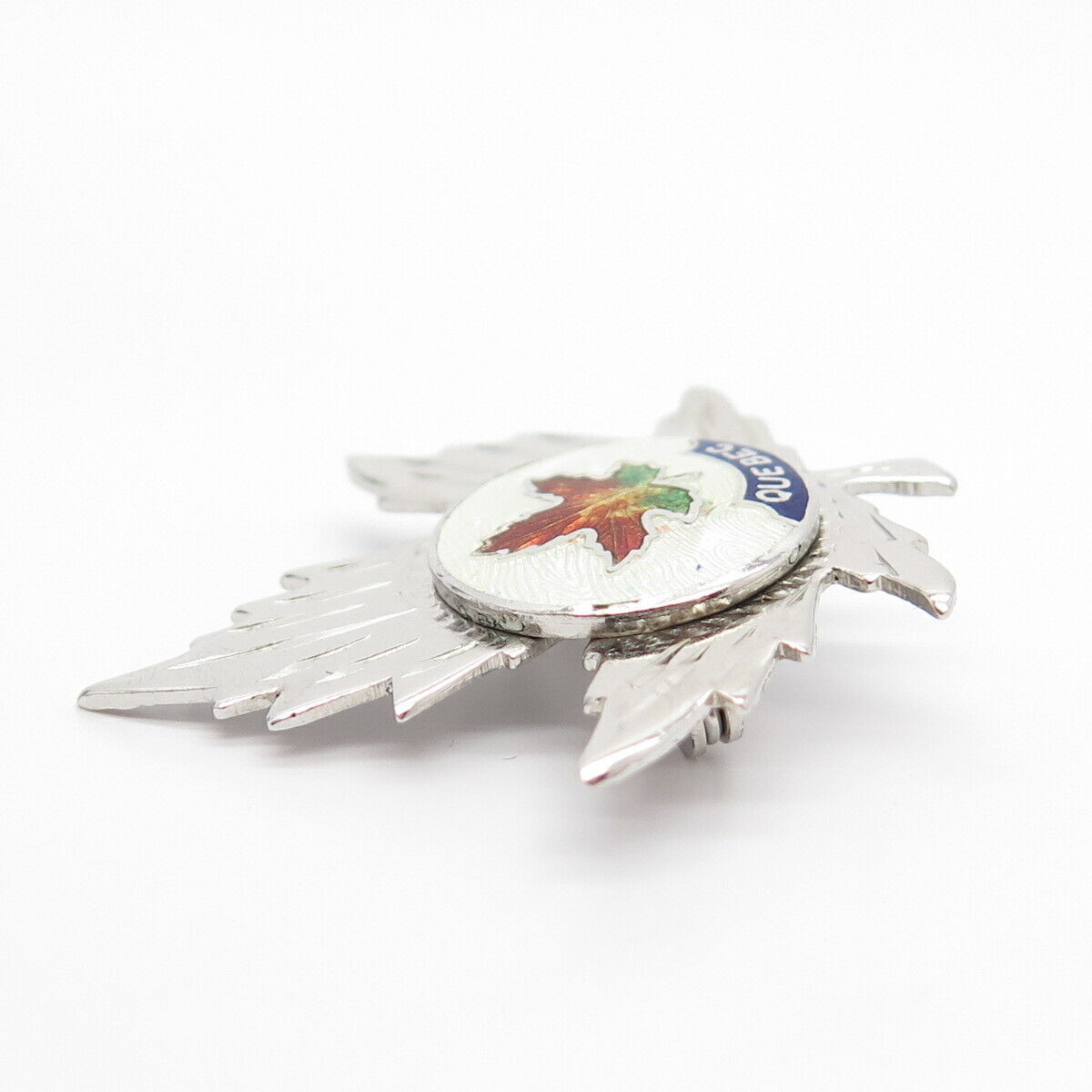 925 Sterling Silver Vintage Breadner & Co. "Quebec" Enamel Maple Leaf Pin Brooch