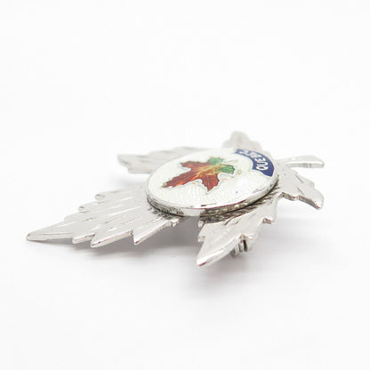 925 Sterling Silver Vintage Breadner & Co. "Quebec" Enamel Maple Leaf Pin Brooch
