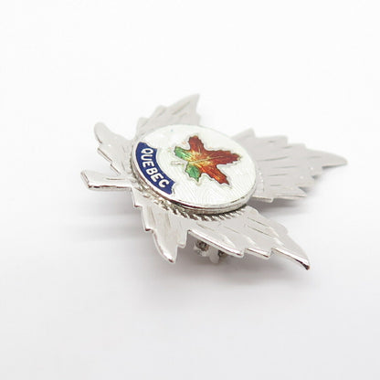 925 Sterling Silver Vintage Breadner & Co. "Quebec" Enamel Maple Leaf Pin Brooch