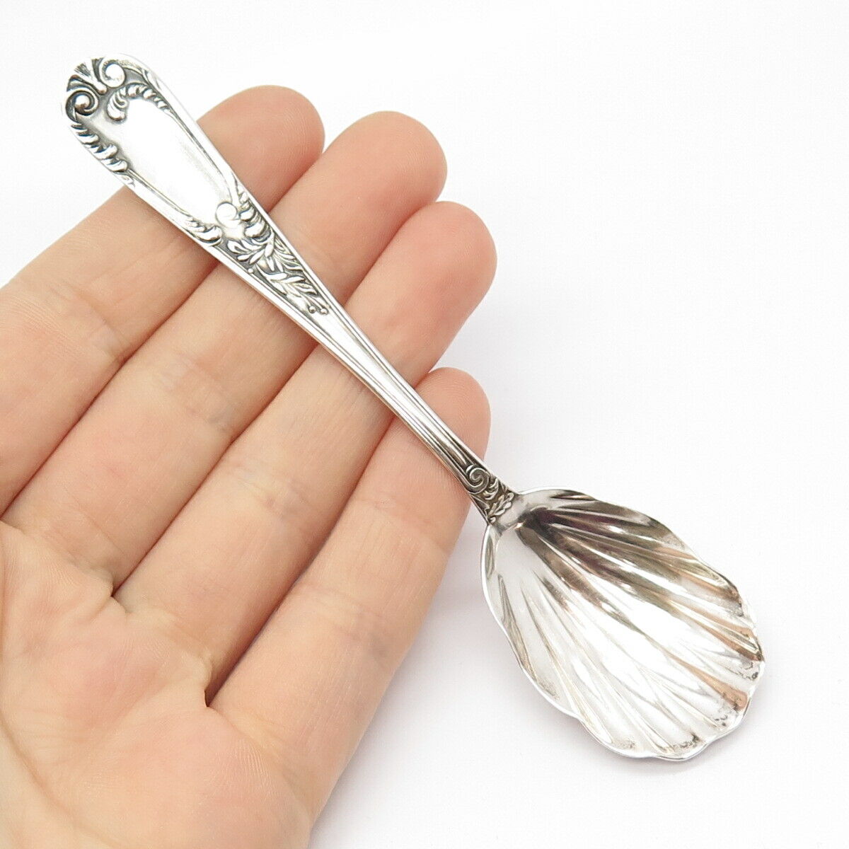 800 Silver Antique Floral Sugar Sifter Spoon