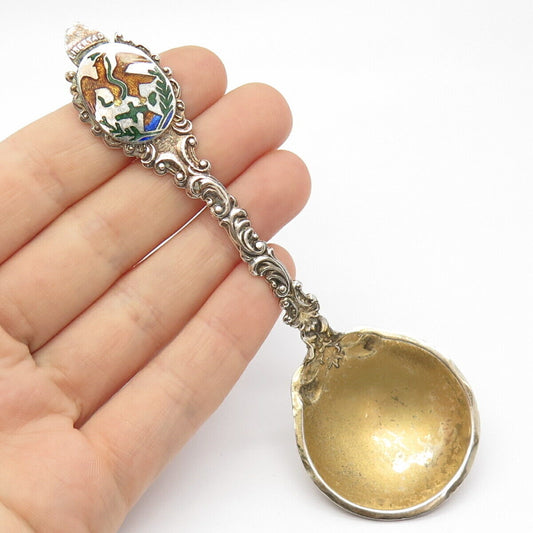 925 Sterling Silver Antique 1903 Enamel "Libertad" Tea Spoon