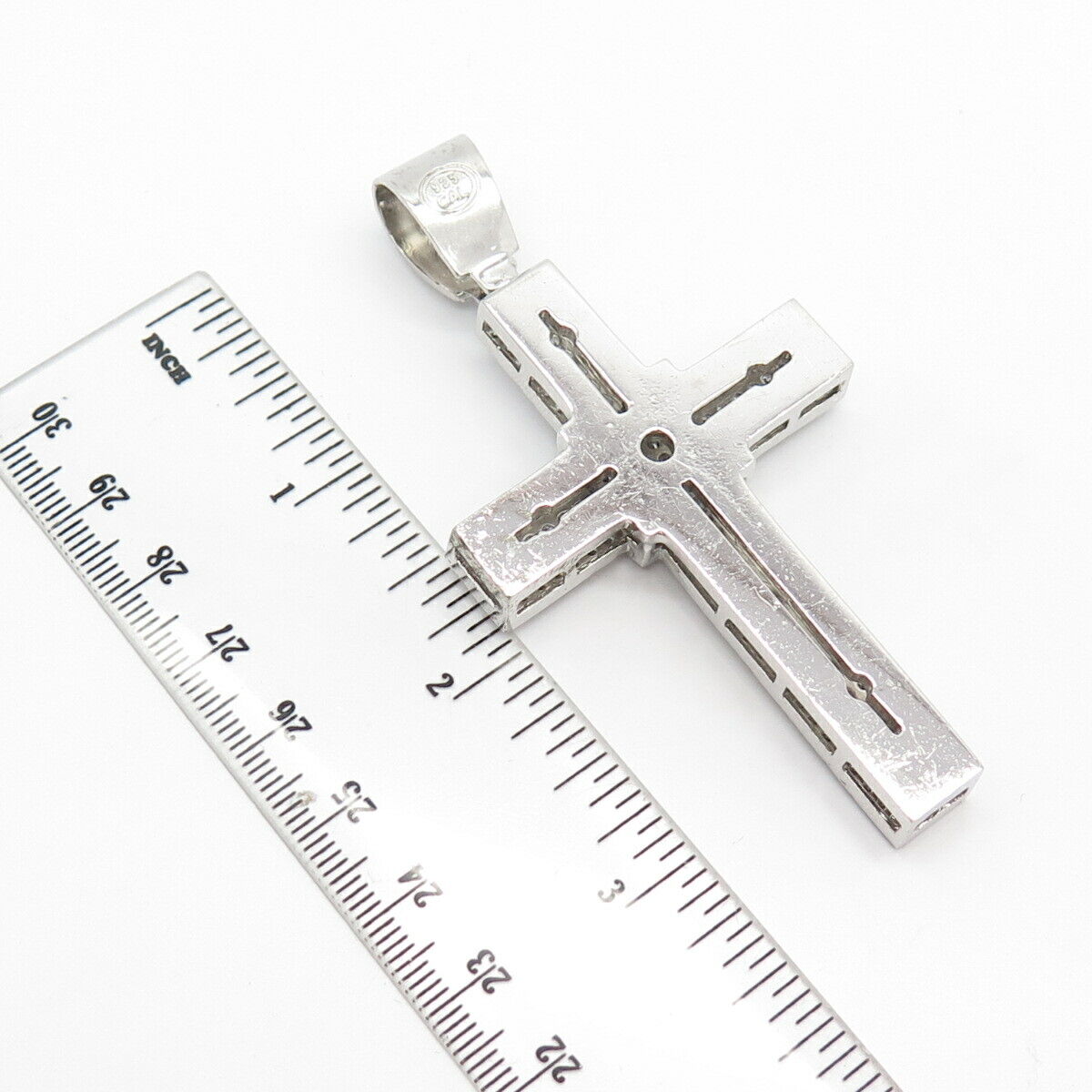 925 Sterling Silver Pave C Z Cross Pendant