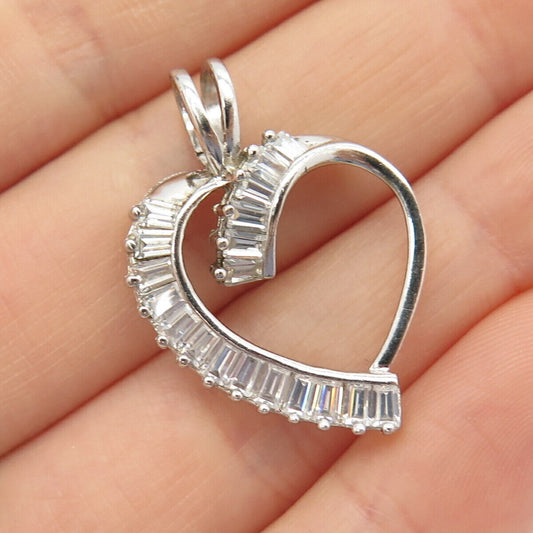 925 Sterling Silver C Z Open Heart Slide Pendant