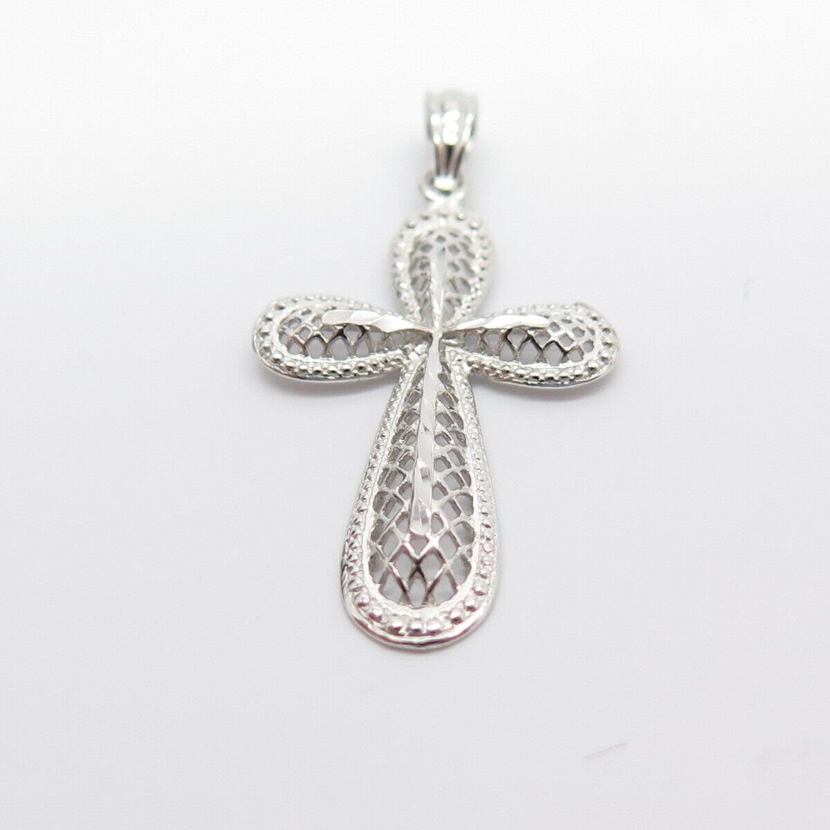 925 Sterling Silver Textured Cross Religious Theme Pendant