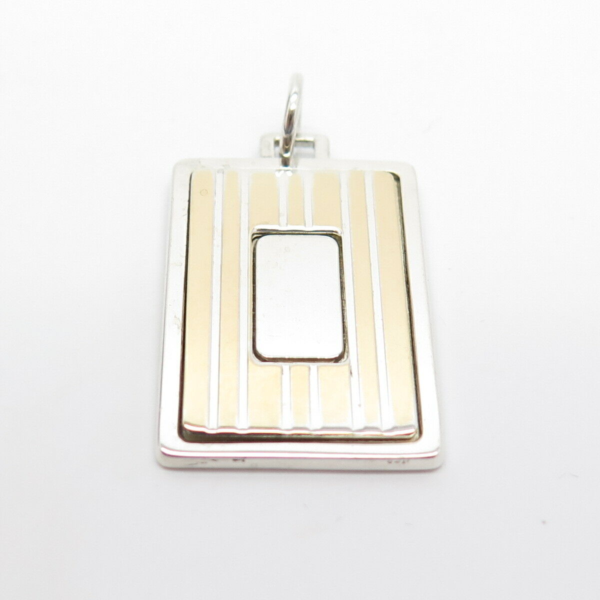 925 Sterling Silver / 18K Vintage Anson Square Engravable Tag Pendant