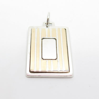 925 Sterling Silver / 18K Vintage Anson Square Engravable Tag Pendant