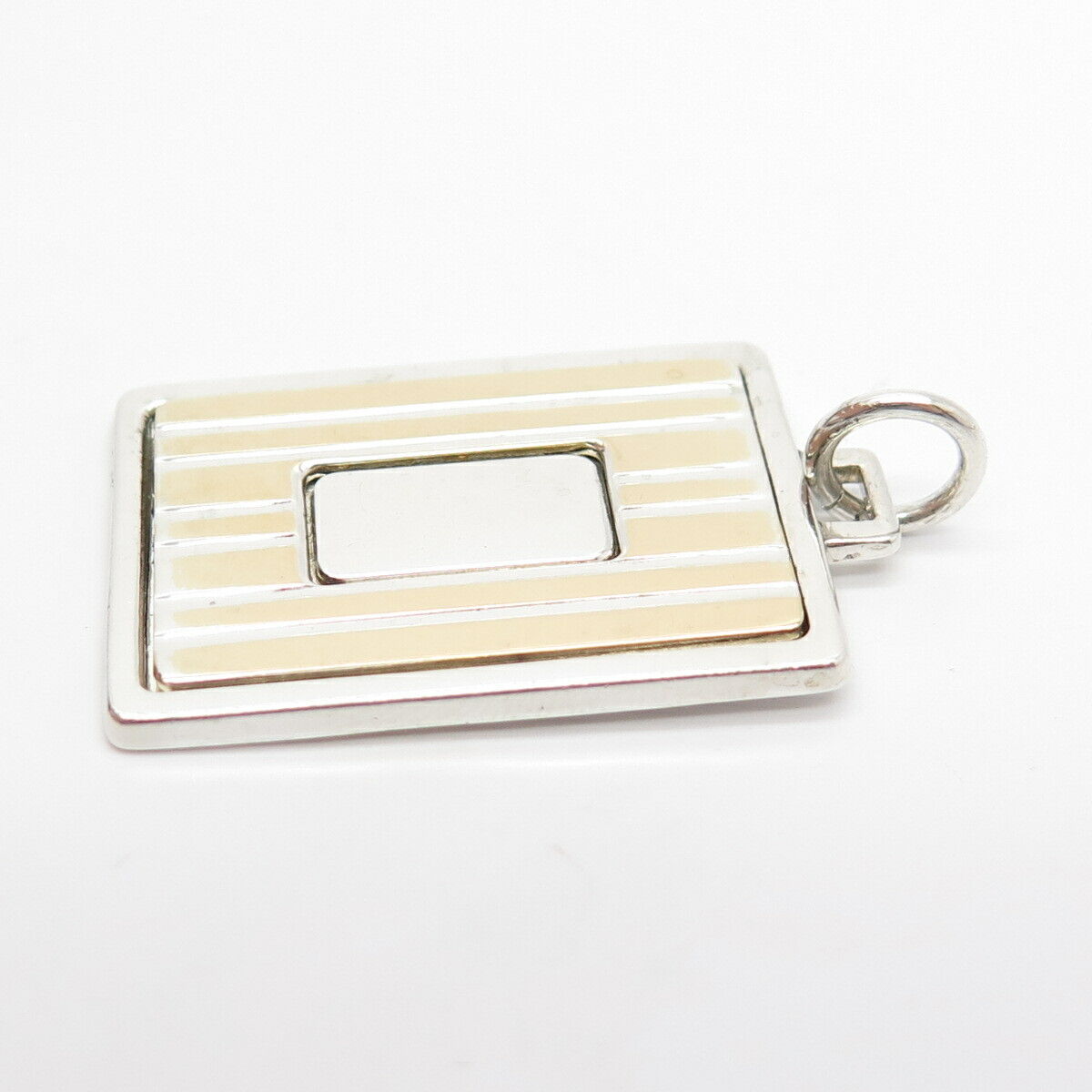 925 Sterling Silver / 18K Vintage Anson Square Engravable Tag Pendant