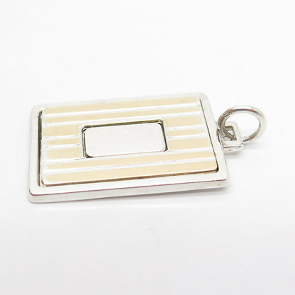 925 Sterling Silver / 18K Vintage Anson Square Engravable Tag Pendant