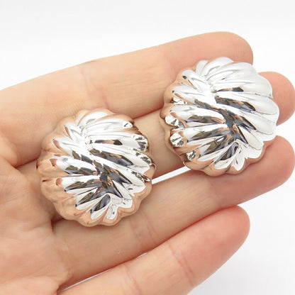 925 Sterling Silver Vintage Mexico Shell Clip On Earrings