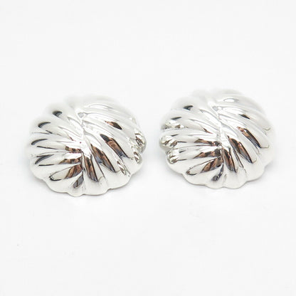 925 Sterling Silver Vintage Mexico Shell Clip On Earrings