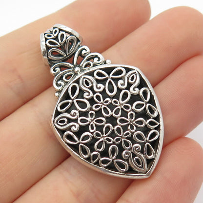 925 Sterling Silver Vintage Ornate Oval Pendant