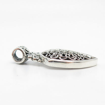 925 Sterling Silver Vintage Ornate Oval Pendant