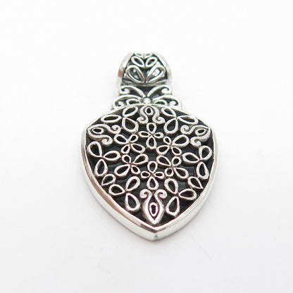 925 Sterling Silver Vintage Ornate Oval Pendant