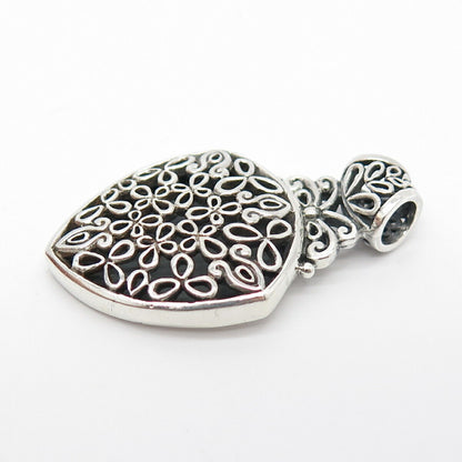 925 Sterling Silver Vintage Ornate Oval Pendant