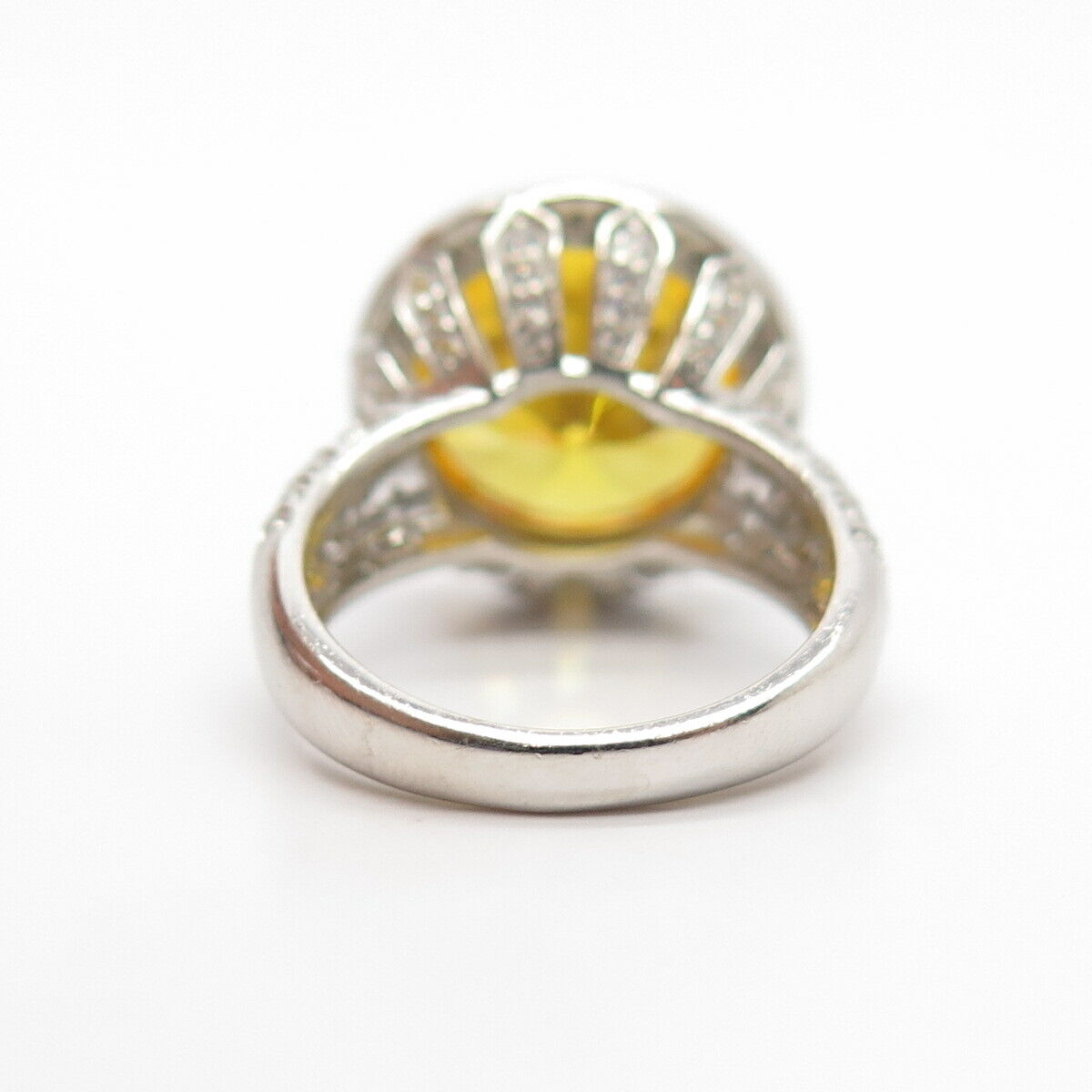 925 Sterling Silver White & Canary-Tone C Z Ring Size 7