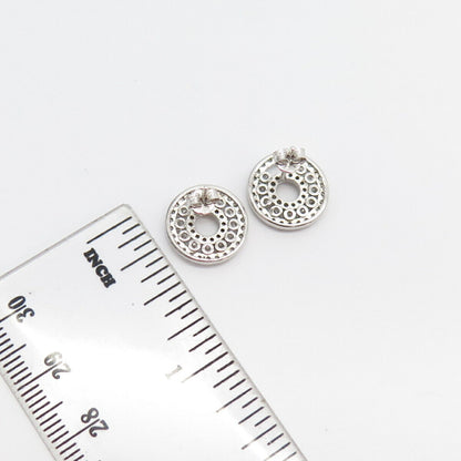 925 Sterling Silver Pave C Z Stud Earrings