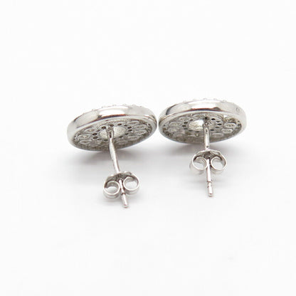 925 Sterling Silver Pave C Z Stud Earrings