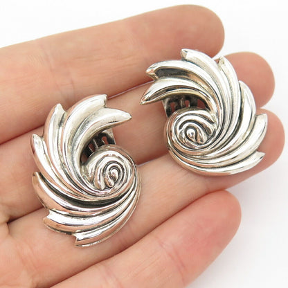 925 Sterling Silver Vintage Danecraft Ribbed Clip On Earrings