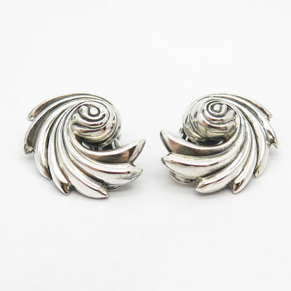 925 Sterling Silver Vintage Danecraft Ribbed Clip On Earrings