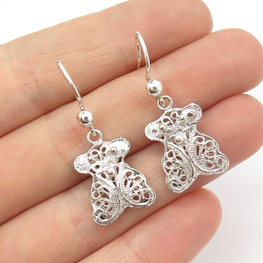 925 Sterling Silver Vintage Filigree Dangling Earrings