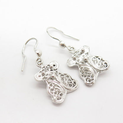 925 Sterling Silver Vintage Filigree Dangling Earrings