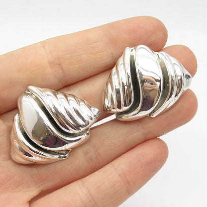 925 Sterling Silver Vintage Mexico Shell Clip On Earrings