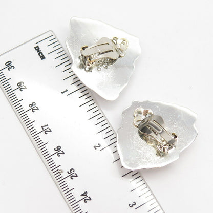 925 Sterling Silver Vintage Mexico Shell Clip On Earrings