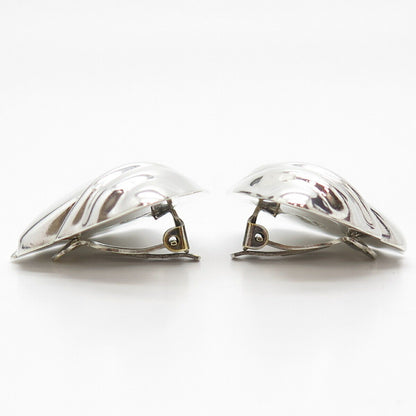 925 Sterling Silver Vintage Mexico Shell Clip On Earrings