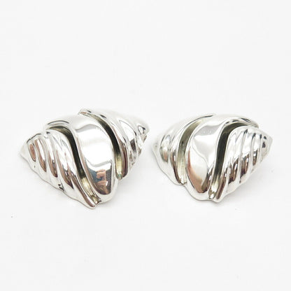 925 Sterling Silver Vintage Mexico Shell Clip On Earrings