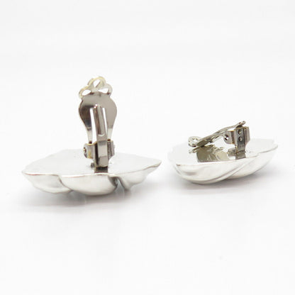 925 Sterling Silver Vintage Mexico Shell Clip On Earrings