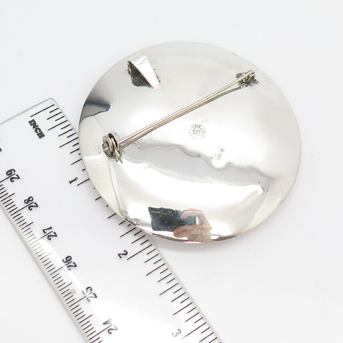 925 Sterling Silver Vintage Mexico Tribal Cutout Pin Brooch / Pendant