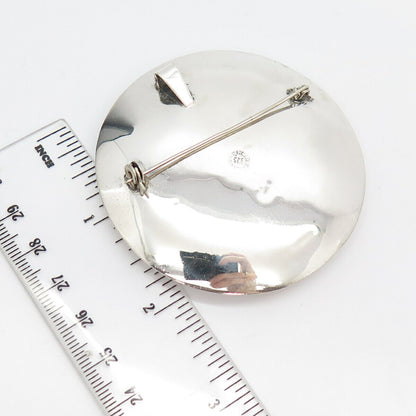 925 Sterling Silver Vintage Mexico Tribal Cutout Pin Brooch / Pendant