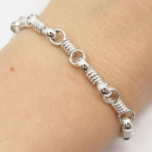 925 Sterling Silver Vintage Spring / Spiral Link Bracelet 6 3/4"