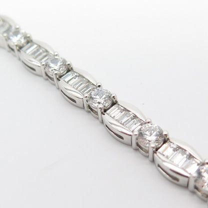 925 Sterling Silver Multi-C Z Tennis Link Bracelet 7.5"