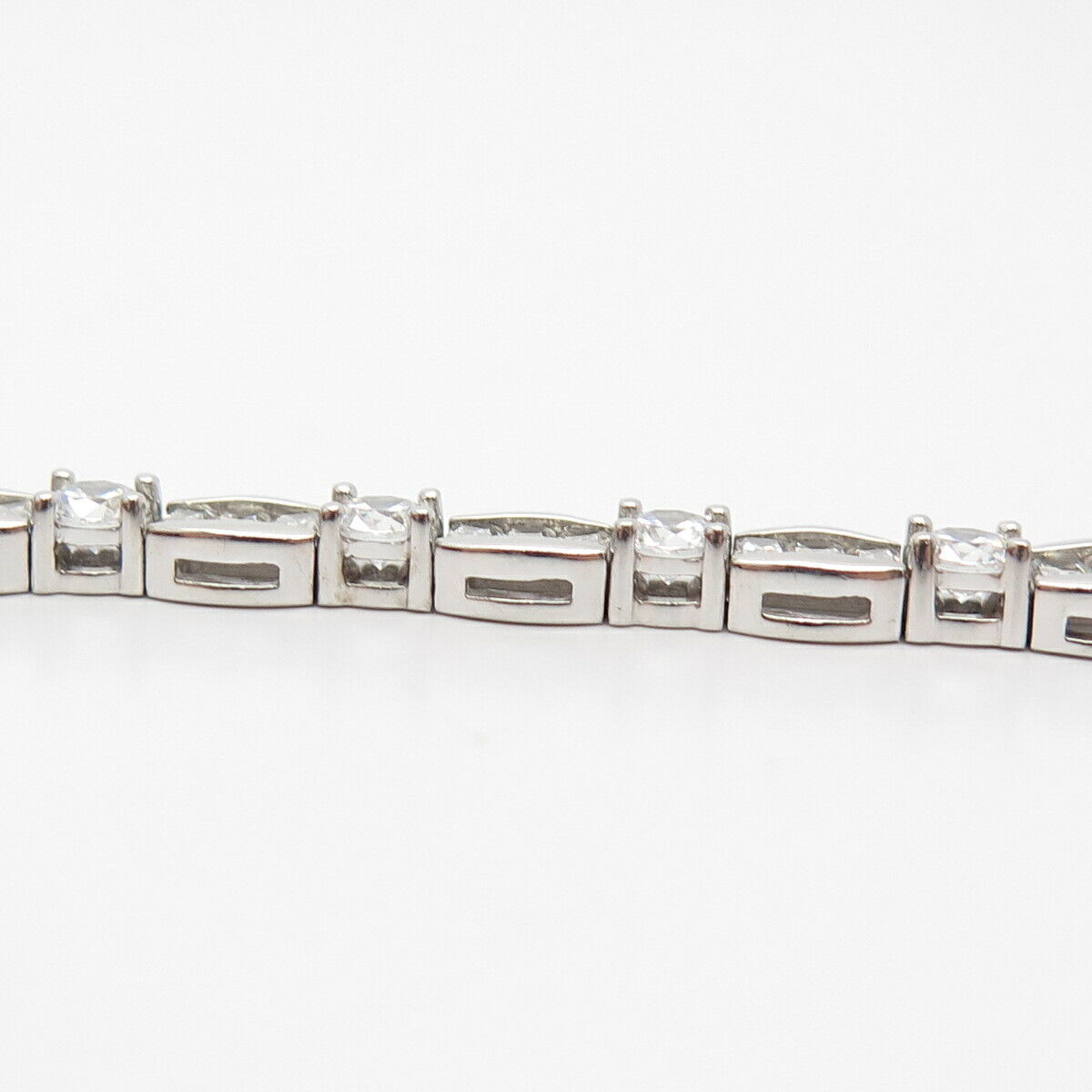 925 Sterling Silver Multi-C Z Tennis Link Bracelet 7.5"