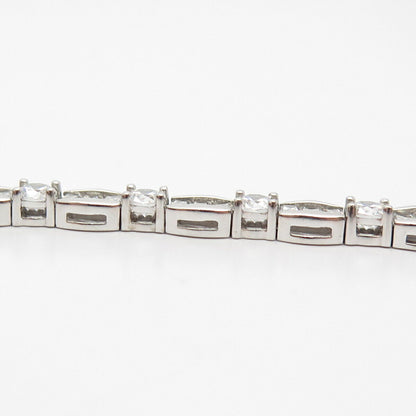 925 Sterling Silver Multi-C Z Tennis Link Bracelet 7.5"