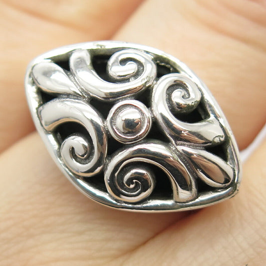 925 Sterling Silver Vintage Ornate Domed Ring Size 7 1/4