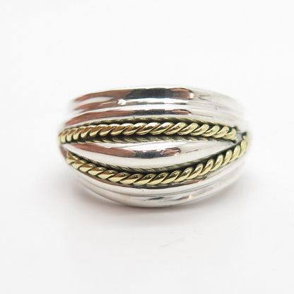 925 Sterling Silver 2-Tone Vintage Mexico Twisted Accent Ring Size 7