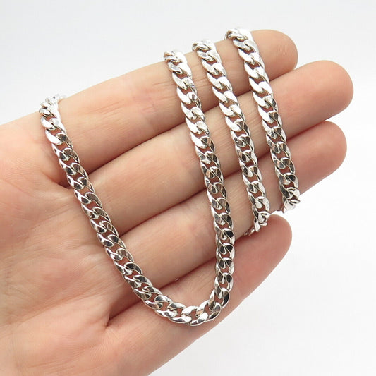 925 Sterling Silver Vintage Italy Cuban Chain Necklace 20"