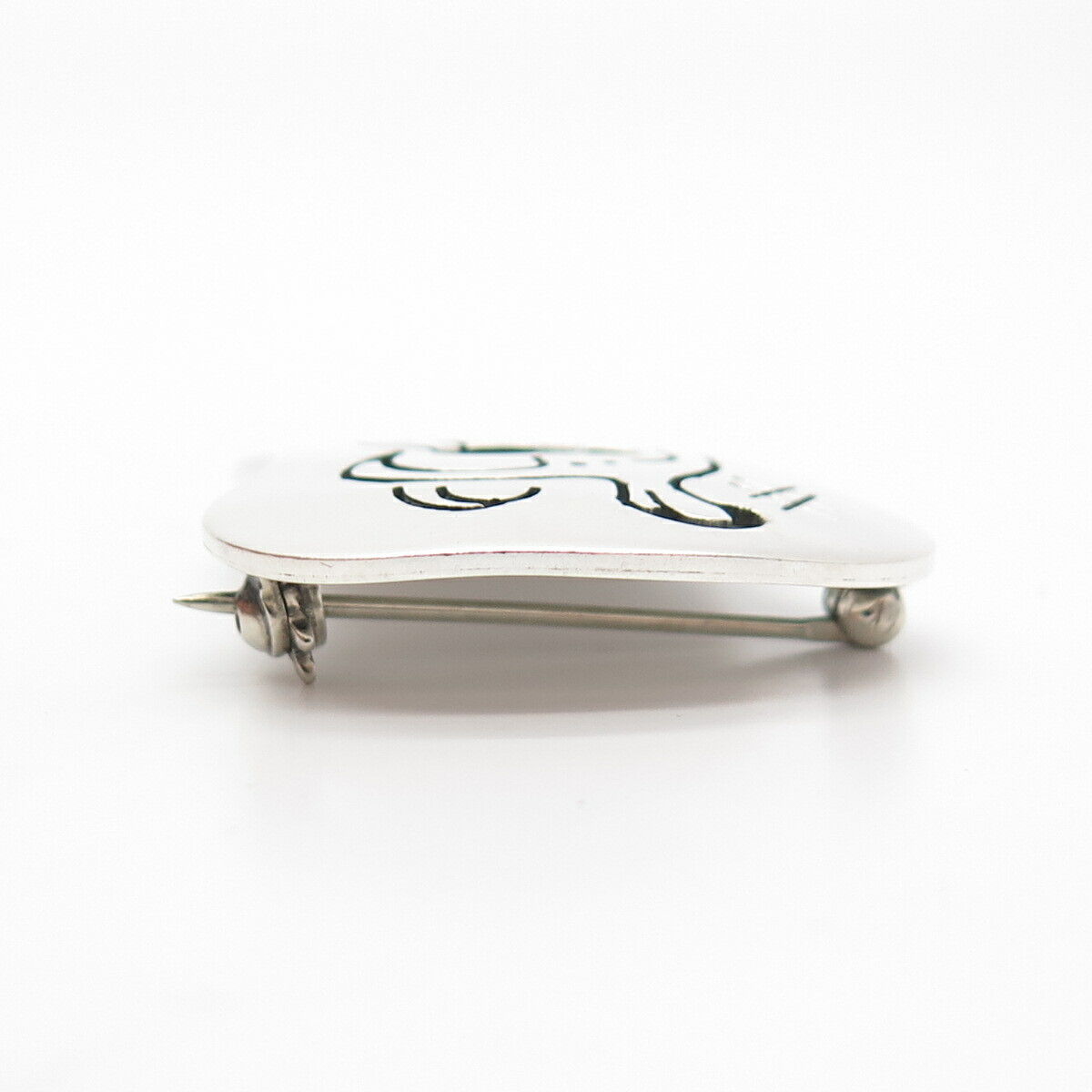 925 Sterling Silver Vintage Mexico Tribal Warrior Pin Brooch